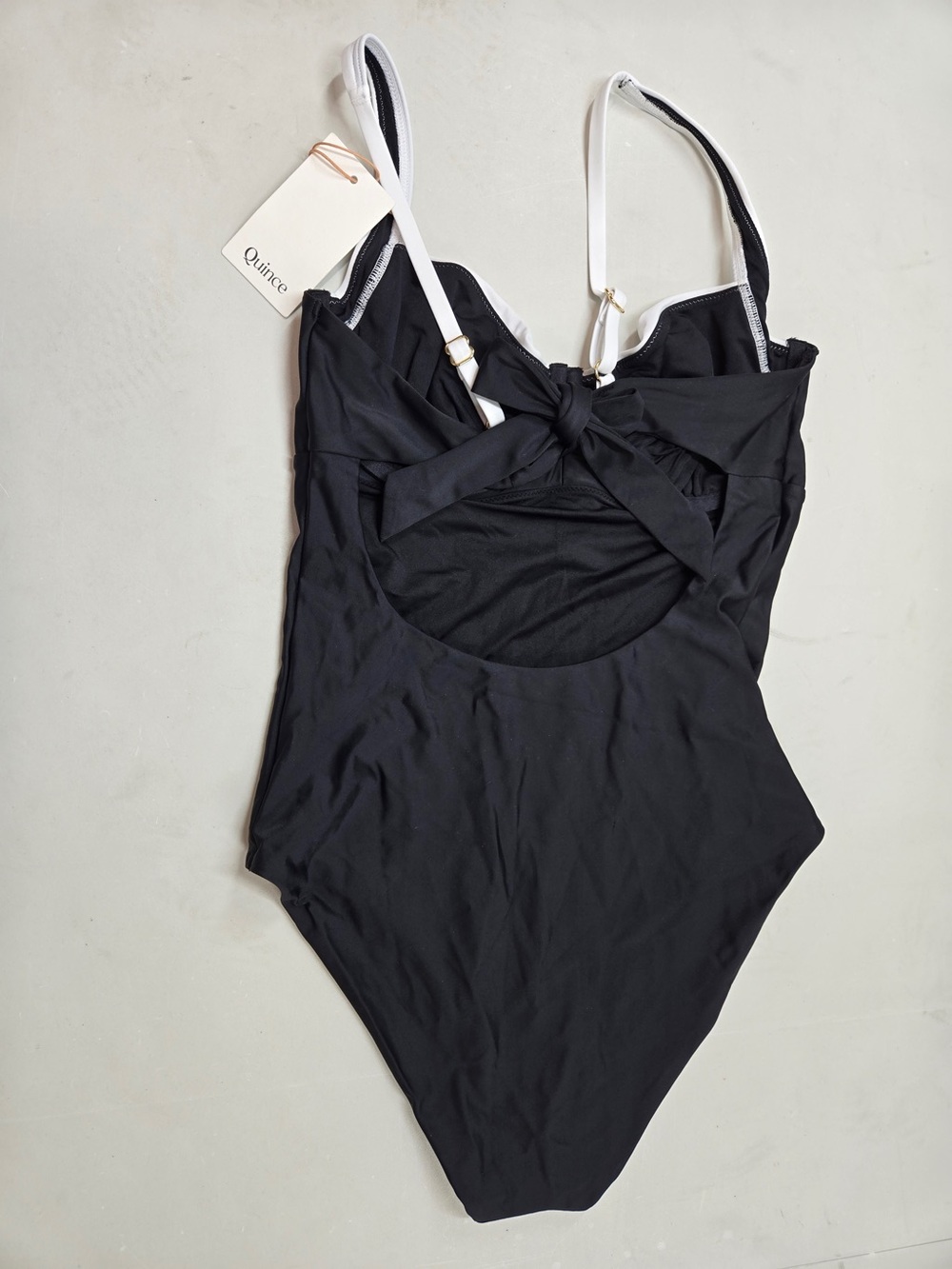 NWT QUINCE Italian Underwire One-Piece Swimsuit Large Black/White 9141 - Picture 4 of 8
